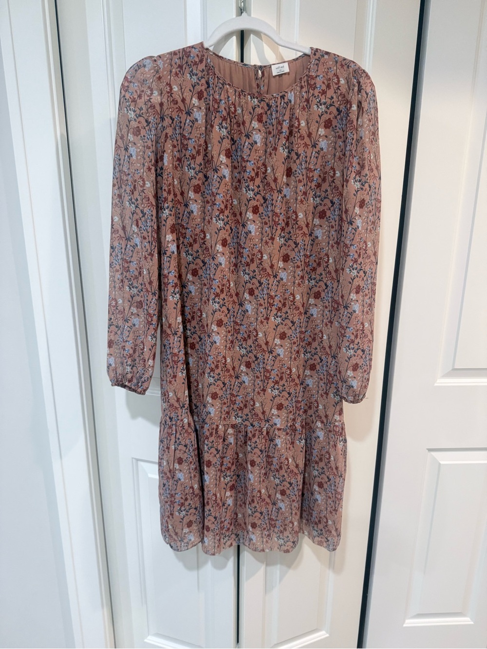 Wilfred Dusty Rose Floral Long-Sleeve Ruffle Hem Dress